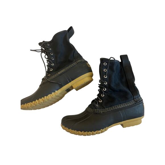 L.L. Bean Signature Black Waxed Canvas Duck Boots 8 - Picture 4 of 7
